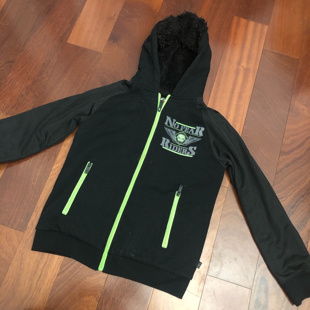 No fear jacket with FUR hoodie sz medium